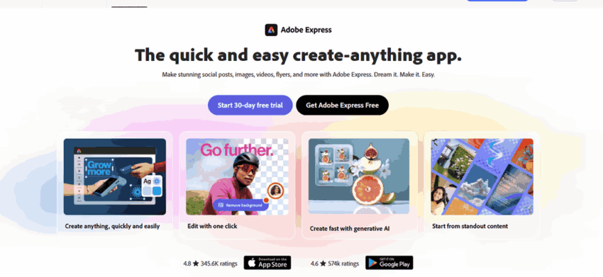 Adobe Express: что это, ИИ редактор с нейросетью онлайн