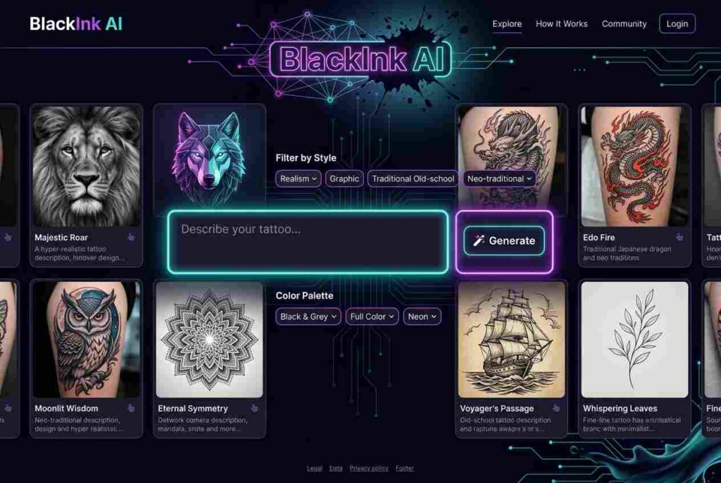BlackInk AI: нейросеть генератор тату-эскизов по описанию