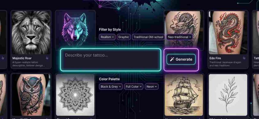 BlackInk AI: нейросеть генератор тату-эскизов по описанию