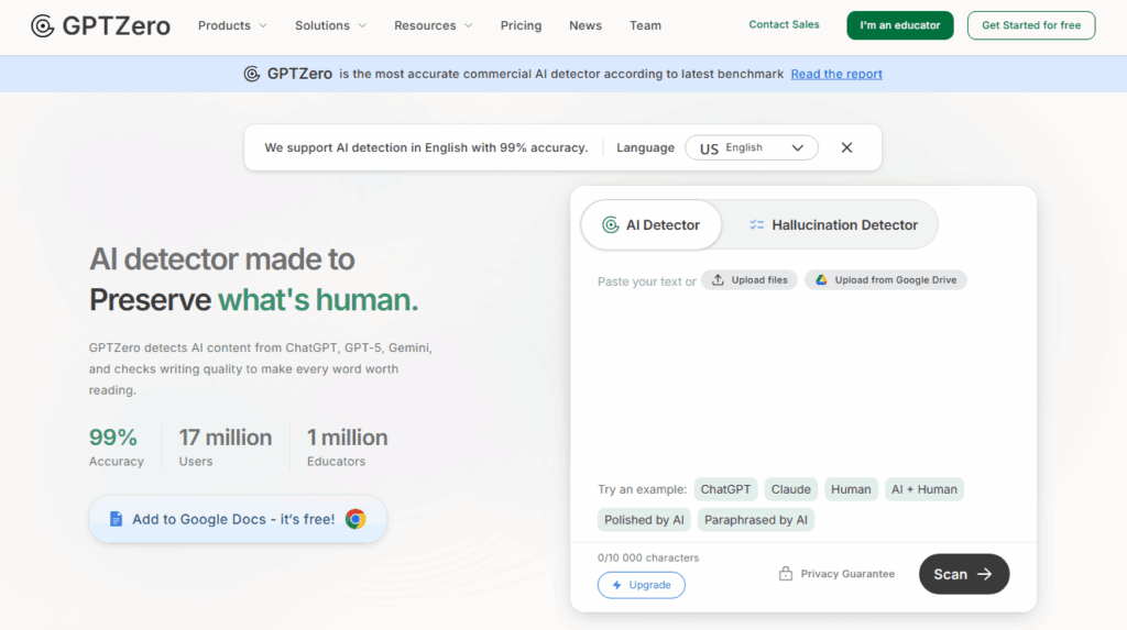 GPTZero: нейросеть ИИ детектор, проверить текст онлайн