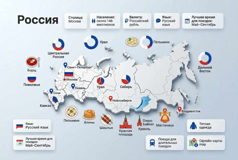 Инфографический промт России: чистая карта в стиле paper-cut