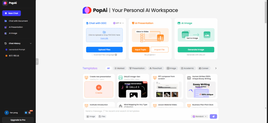 PopAI - нейросеть для создания презентаций и текста онлайн