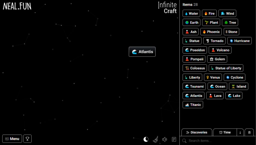 Infinite Craft - бесконечная ИИ-игра в браузере, крафти что угодно