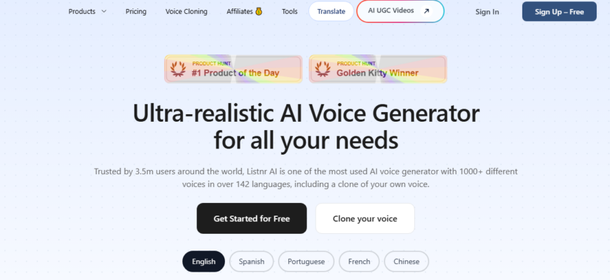 Listnr AI – нейросеть для озвучки текста с клонированием голоса