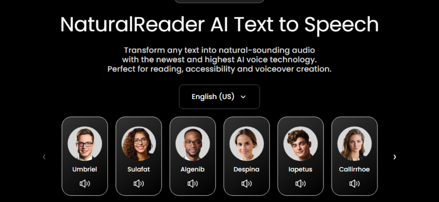 NaturalReader – нейросеть для озвучки текста естественными голосами