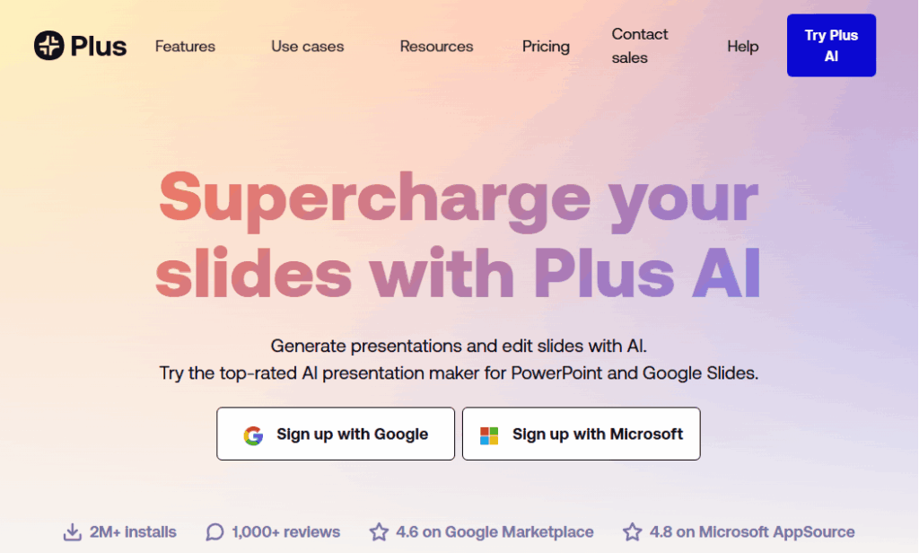 Plus AI - нейросеть для презентаций в PowerPoint и Google Slides