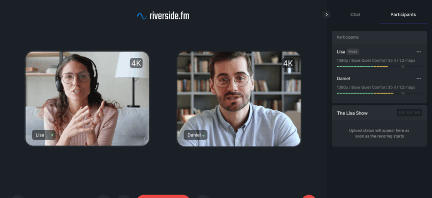 Riverside.fm – сервис для записи подкастов с локальным 4K видео