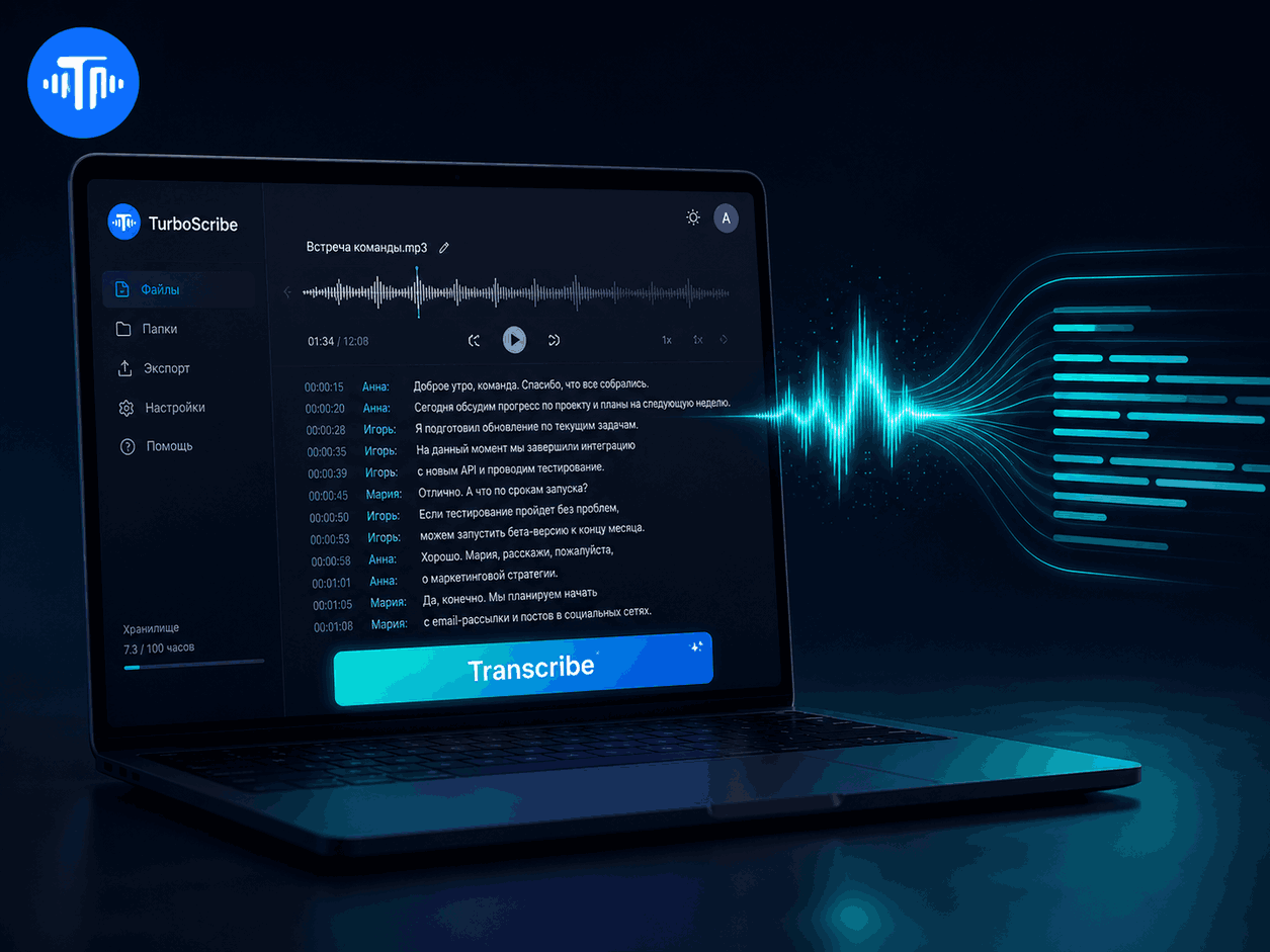 TurboScribe – нейросеть для транскрибации аудио и видео