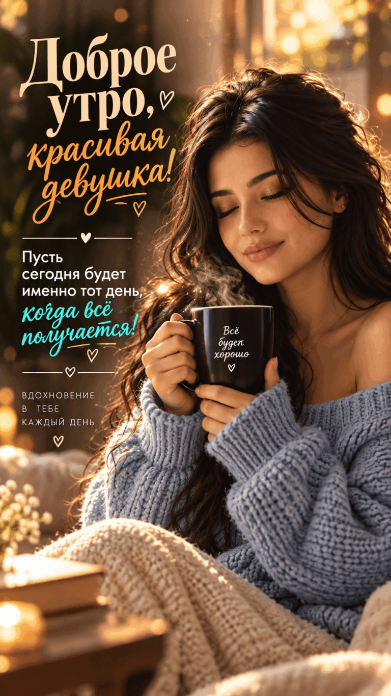 Промт «Счастье в простых моментах»: lifestyle-портрет с кружкой